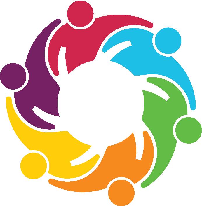 Stylized people icons connected to each other